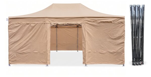 TENTino Nůžkový párty stan 4x6 m / 8 noh STEEL HEXAGON Barva opláštění (Zvolte variantu): 3A - BÉŽOVÁ