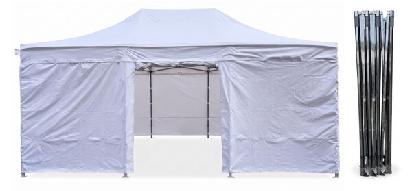 TENTino Nůžkový párty stan 4x6 m / 8 noh STEEL HEXAGON Barva opláštění (Zvolte variantu): 3A - BÉŽOVÁ