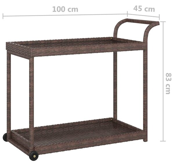 Barový vozík hnědý 100 x 45 x 83 cm polyratan 316665