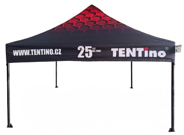 TENTino Nůžkový stan 3x3m STEEL HEXAGON – Limitovaná edice 25 let + potisk Barva opláštění (Zvolte variantu): 4A - ŽLUTÁ, Počet bočních plachet: konstrukce + střecha TENTino + 1x boční strana