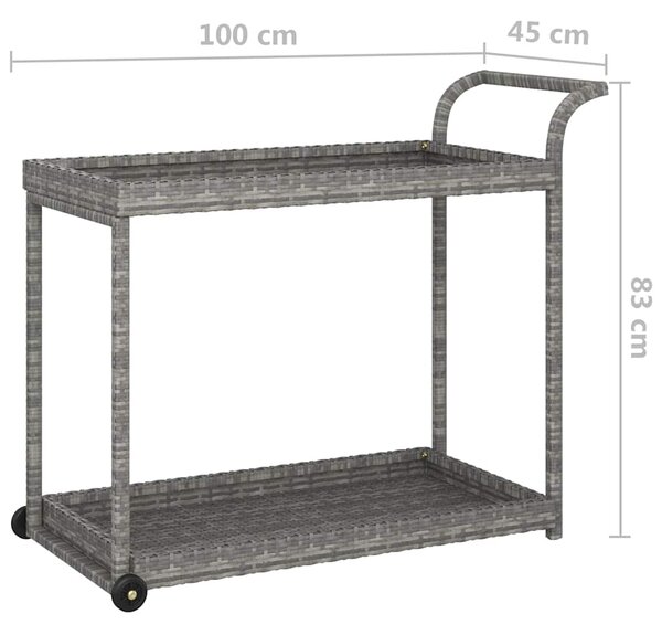 Barový vozík šedý 100 x 45 x 83 cm polyratan 316667