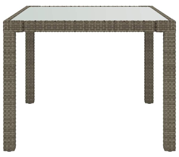 Zahradní stůl 90 x 90 x 75 cm tvrzené sklo a polyratan šedý 316700