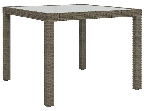 Zahradní stůl 90 x 90 x 75 cm tvrzené sklo a polyratan šedý 316700