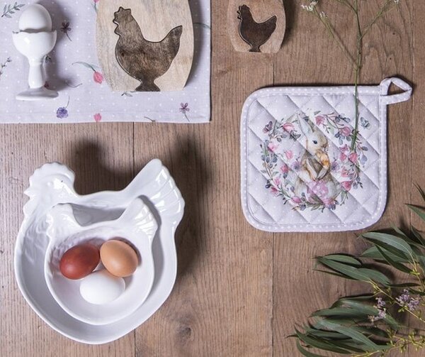 Bílá keramická mísa v designu slepice Campagne - 23*26*7 cm - Clayre & Eef