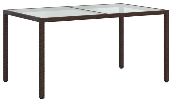 Zahradní stůl 150 x 90 x 75 cm tvrzené sklo a polyratan hnědý 316704