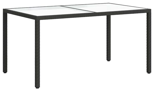 Zahradní stůl 150 x 90 x 75 cm tvrzené sklo a polyratan černý 316705