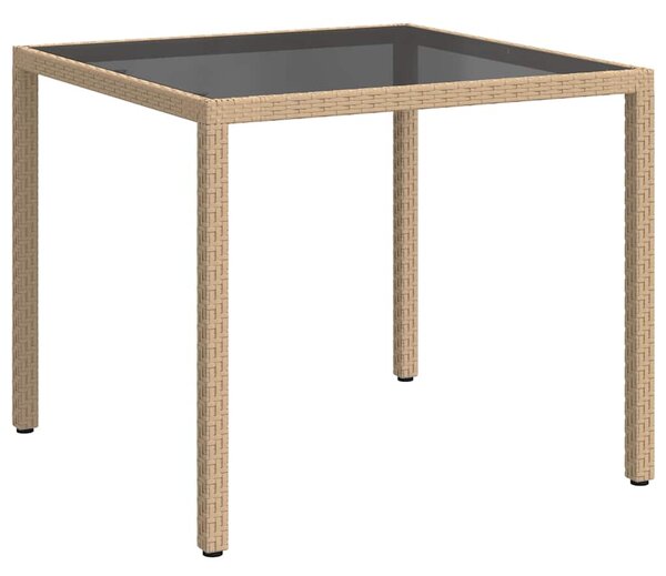 Zahradní stůl 90 x 90 x 75 cm tvrzené sklo a polyratan béžový 316703