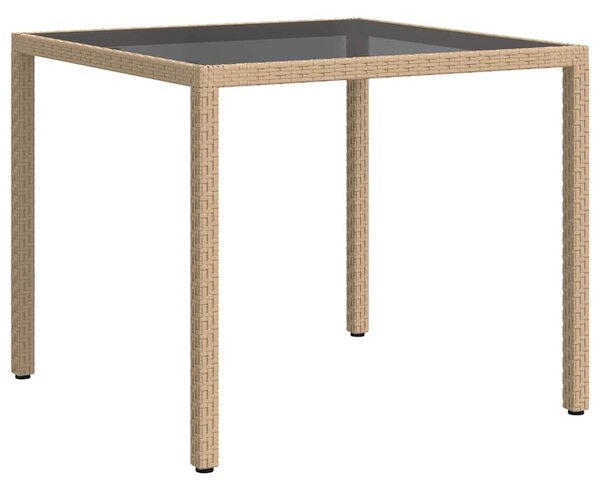 Zahradní stůl 90 x 90 x 75 cm tvrzené sklo a polyratan béžový 316703