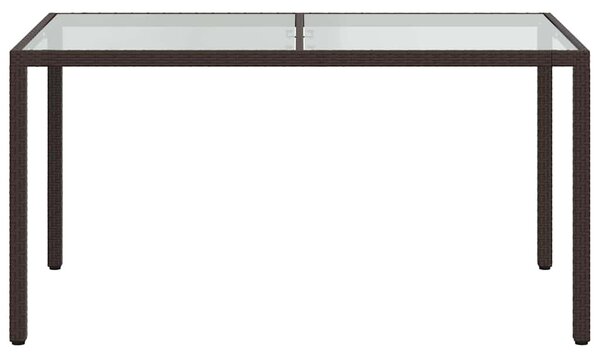 Zahradní stůl 150 x 90 x 75 cm tvrzené sklo a polyratan hnědý 316704
