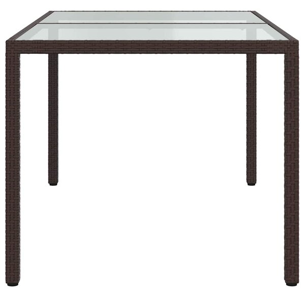 Zahradní stůl 150 x 90 x 75 cm tvrzené sklo a polyratan hnědý 316704