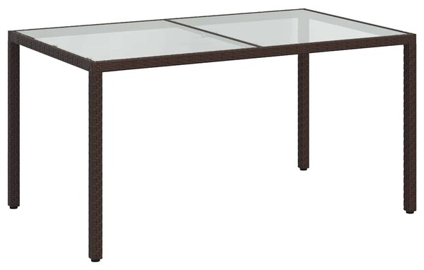 Zahradní stůl 150 x 90 x 75 cm tvrzené sklo a polyratan hnědý 316704