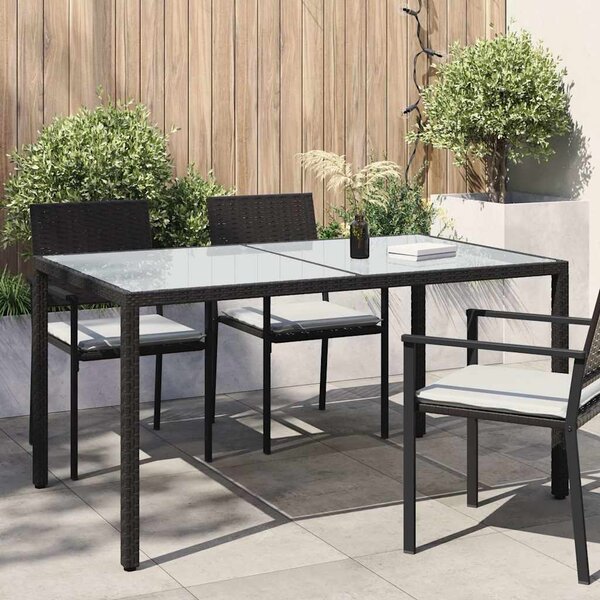 Zahradní stůl 150 x 90 x 75 cm tvrzené sklo a polyratan černý 316705