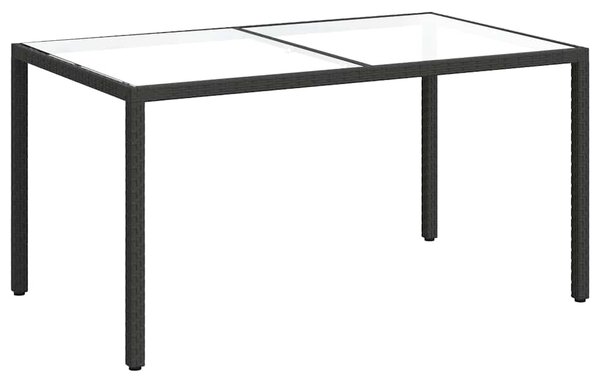 Zahradní stůl 150 x 90 x 75 cm tvrzené sklo a polyratan černý 316705