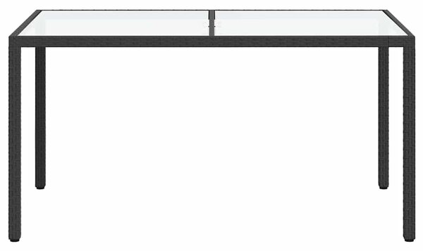 Zahradní stůl 150 x 90 x 75 cm tvrzené sklo a polyratan černý 316705