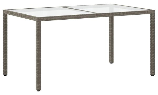 Zahradní stůl 150 x 90 x 75 cm tvrzené sklo a polyratan šedý 316707