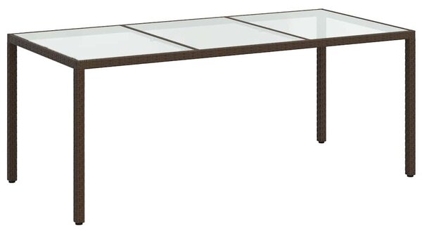 Zahradní stůl hnědý 190 x 90 x 75 cm tvrzené sklo a polyratan 316711
