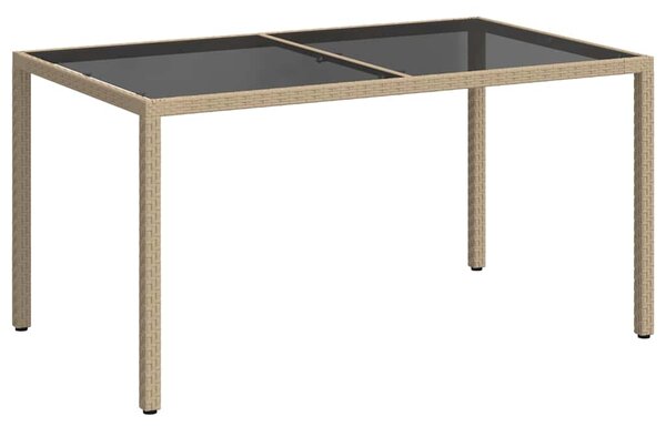 Zahradní stůl 150 x 90 x 75 cm tvrzené sklo a polyratan béžový 316710