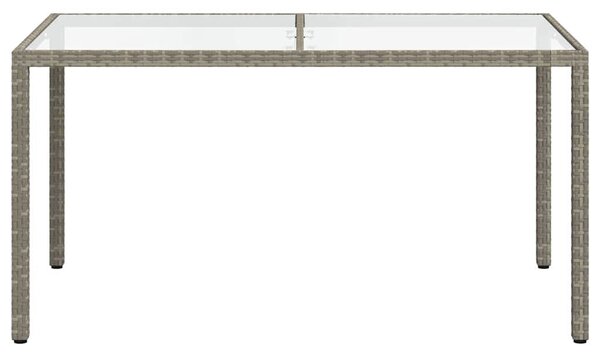 Zahradní stůl 150 x 90 x 75 cm tvrzené sklo a polyratan šedý 316707