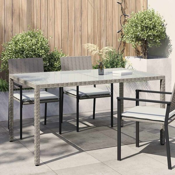 Zahradní stůl 150 x 90 x 75 cm tvrzené sklo a polyratan šedý 316707
