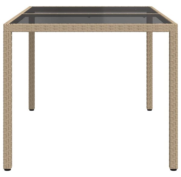 Zahradní stůl 150 x 90 x 75 cm tvrzené sklo a polyratan béžový 316710