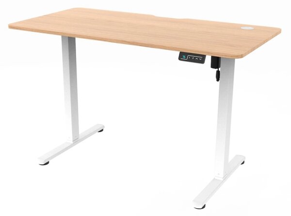 Vikio Pracovní set - elektrický výškově nastavitelný stůl 120×60 cm dub + šedá kancelářská židle VPS106D-134S