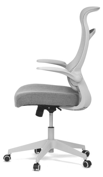 Vikio Pracovní set - elektrický výškově nastavitelný stůl 120×60 cm dub + šedá kancelářská židle VPS106D-134S