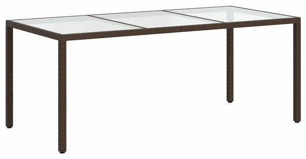 Zahradní stůl hnědý 190 x 90 x 75 cm tvrzené sklo a polyratan 316711