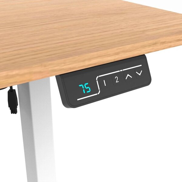 Vikio Pracovní set - elektrický výškově nastavitelný stůl 120×60 cm dub + šedá kancelářská židle VPS106D-134S