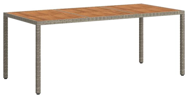 Zahradní stůl 190 x 90 x 75 cm polyratan a akáciové dřevo šedý 316723