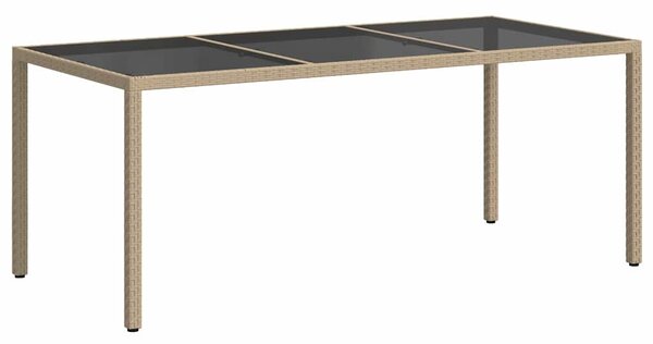 Zahradní stůl béžový 190 x 90 x 75 cm tvrzené sklo a polyratan 316717