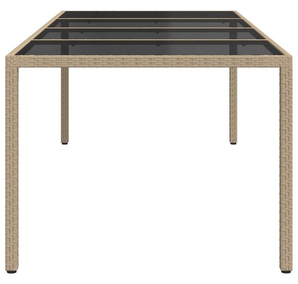 Zahradní stůl béžový 250 x 100 x 75 cm tvrzené sklo a polyratan 316728