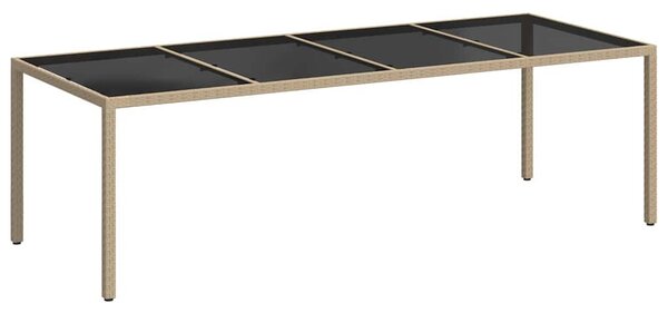 Zahradní stůl béžový 250 x 100 x 75 cm tvrzené sklo a polyratan 316728