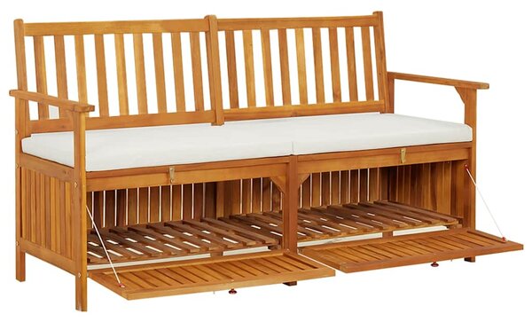 Úložná lavice s poduškou 148 cm masivní akáciové dřevo 316737