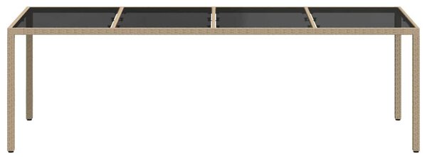Zahradní stůl béžový 250 x 100 x 75 cm tvrzené sklo a polyratan 316728