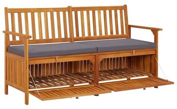 Úložná lavice s poduškou 148 cm masivní akáciové dřevo 316740