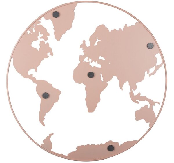 Present time Růžová nástěnná kovová dekorace Continent Ø 50 cm