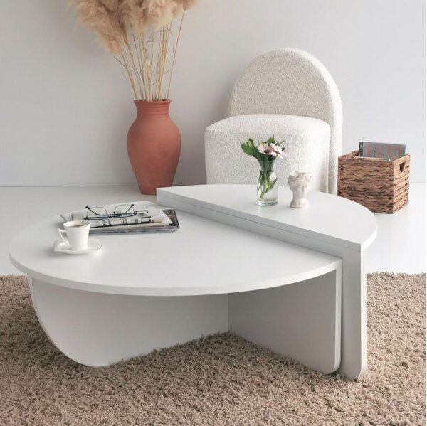 SADA 2x Konferenční stolek PODIUM 90x60/85x30 cm bílá