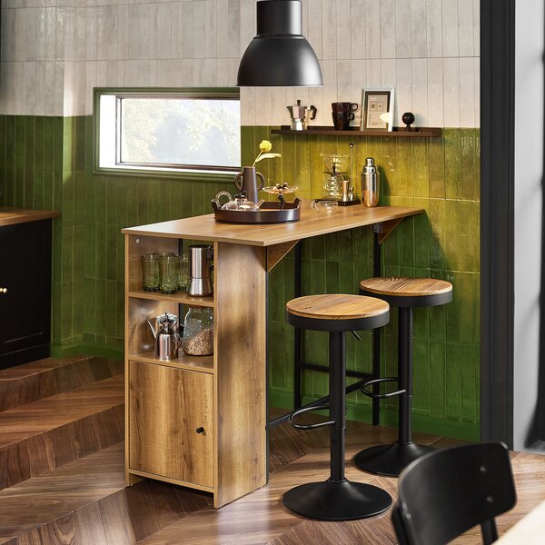 SoBuy FWT98-PF Barový stl Jídelní stl s rozkládací pracovní deskou Jídelní stl na balkon Kuchyský stl Bistro stl Barový pult Prmyslový design WHT cca: 120x95x(45+18) cm