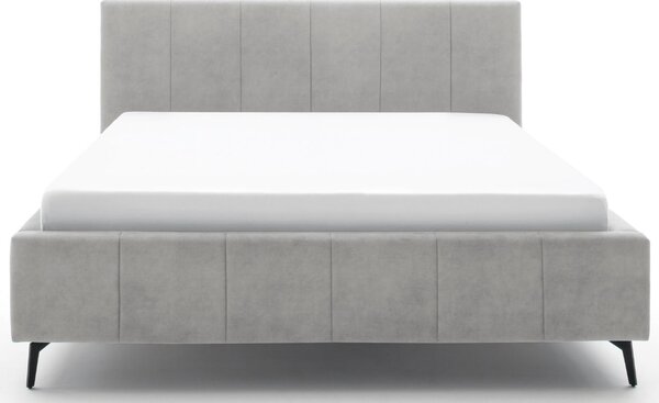 Světle šedá sametová dvoulůžková postel Meise Möbel Lizzano 160 x 200 cm