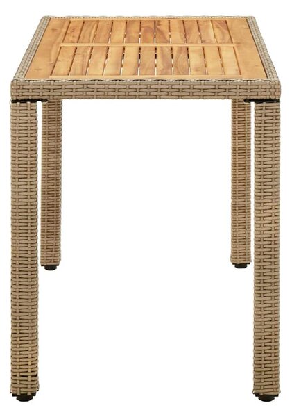 Zahradní stůl béžový 123x60x74 cm polyratan a masivní akácie 316797