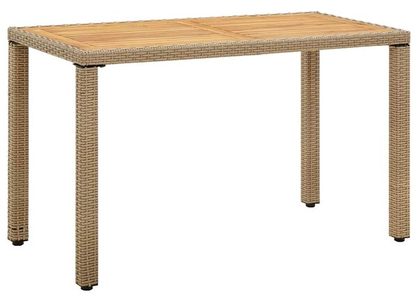 Zahradní stůl béžový 123x60x74 cm polyratan a masivní akácie 316797