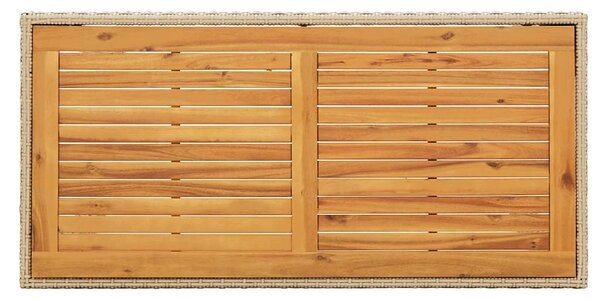 Zahradní stůl béžový 123x60x74 cm polyratan a masivní akácie 316797