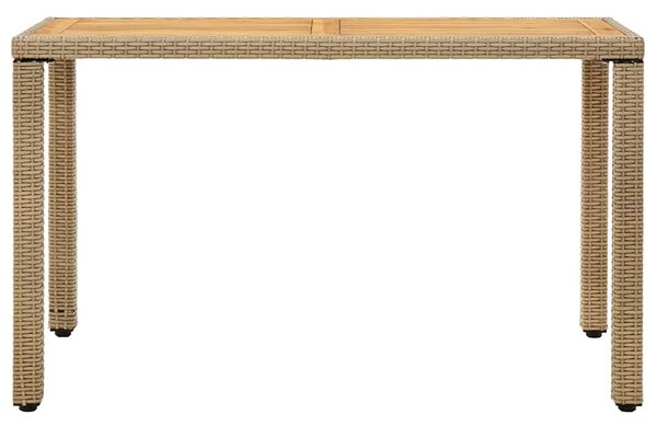 Zahradní stůl béžový 123x60x74 cm polyratan a masivní akácie 316797