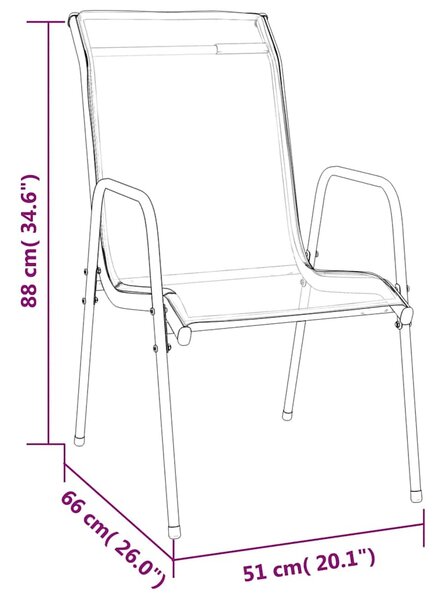 Zahradní židle 4 ks ocel a textilen černé 316818