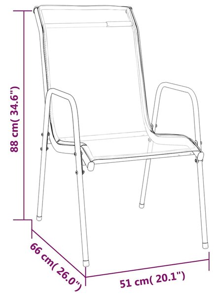 Zahradní židle 6 ks ocel a textilen černé 316819