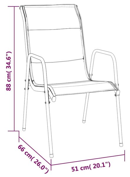 Zahradní židle 6 ks ocel a textilen černé 316822