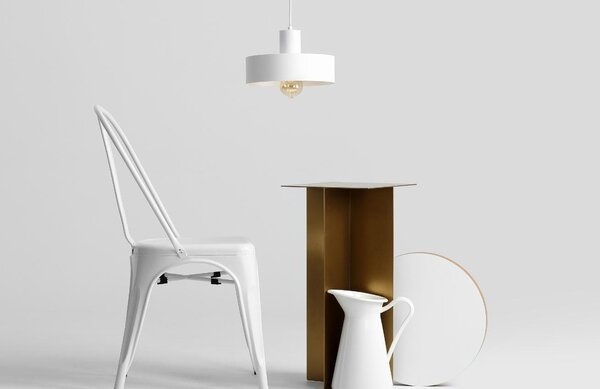 Nordic Design Bílé kovové závěsné světlo Mayen 25 cm
