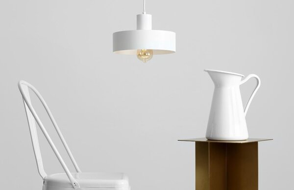 Nordic Design Bílé kovové závěsné světlo Mayen 25 cm