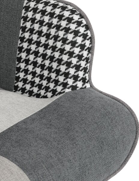 Relaxační křeslo ušák s podnožkou LYRO - šedá patchwork látka