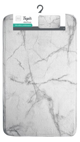 Bílá/šedá textilní koupelnová předložka 45x75 cm Marbre – douceur d'intérieur